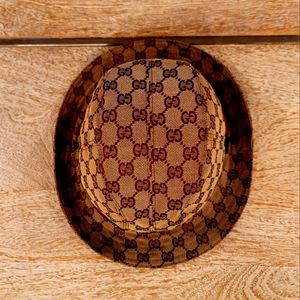 Gucci Fedora Hat, Bucket Hat, GG Canvas Beige Brown - Authentic!!